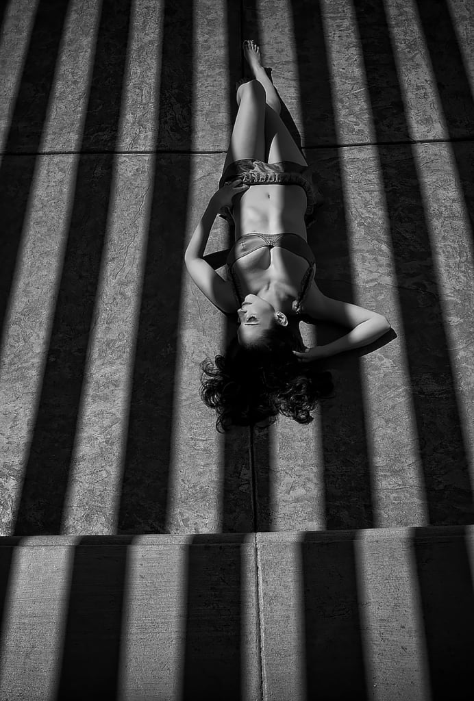 Girl in shadows in lingerie